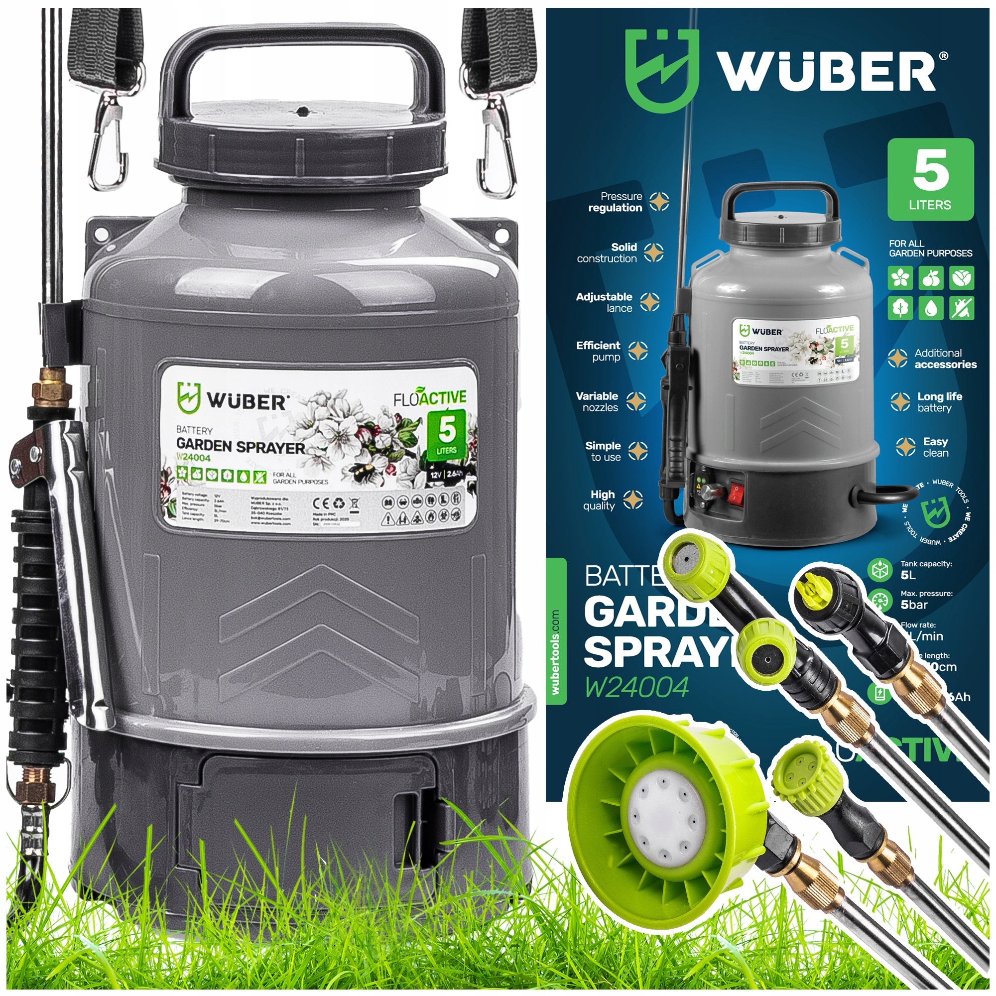 Akumulátorový Zahradní Postřikovač Elektrický Lehký 5L Sada S Lance Wuber