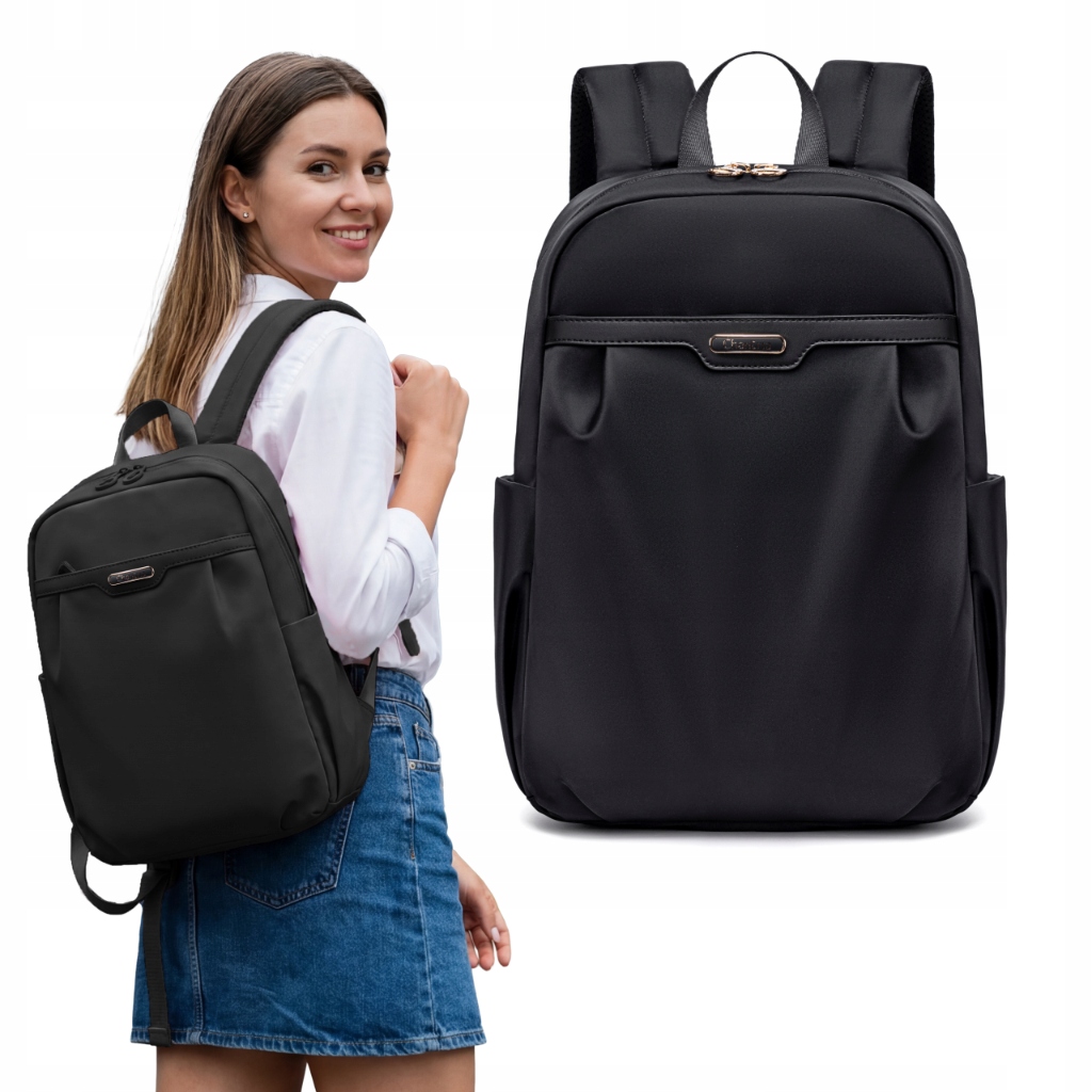 Batoh dámský, černý, lehký, kompaktní, módní na notebook 13″ nebo tablet