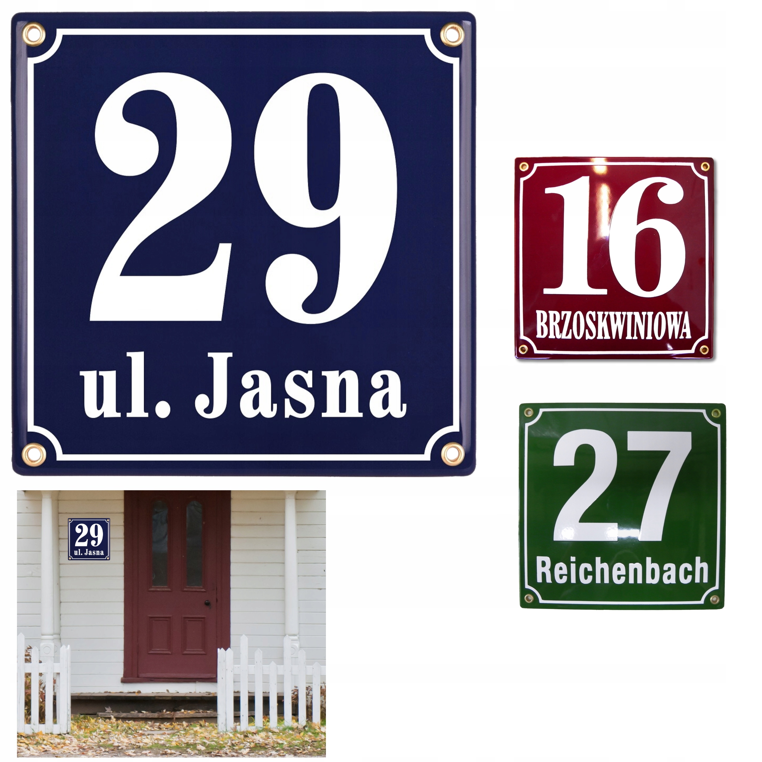 Adresová Tabulka Číslo Domu Kovová Tabulka Na Dům 20x20 CM Smaltovaná