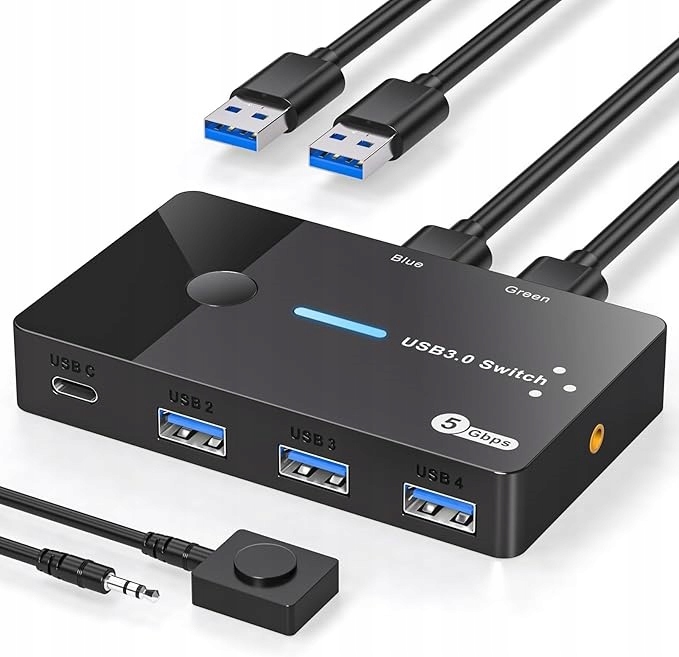 Przełącznik Usb 3.0 5 Gbps Dla 2 Komputerów 2 W 4 Na Klawiaturę Mysz
