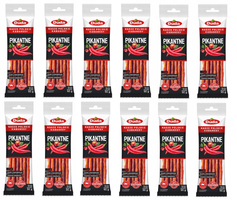Levně 12 x 95 g Duda pikantní kabanosy bez lepku Karton