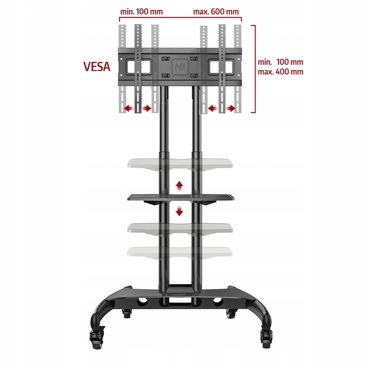 EKSKLUZYWNY STOJAK, WÓZEK DO MONITORA, TV 32-65'' Model AVA1500B