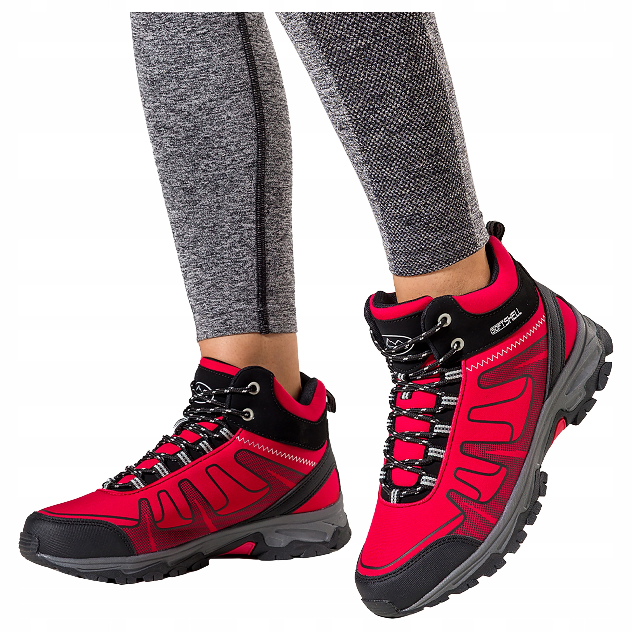 Dámská Trekingová obuv Červené šněrovací Softshell Sportovní velikost 36