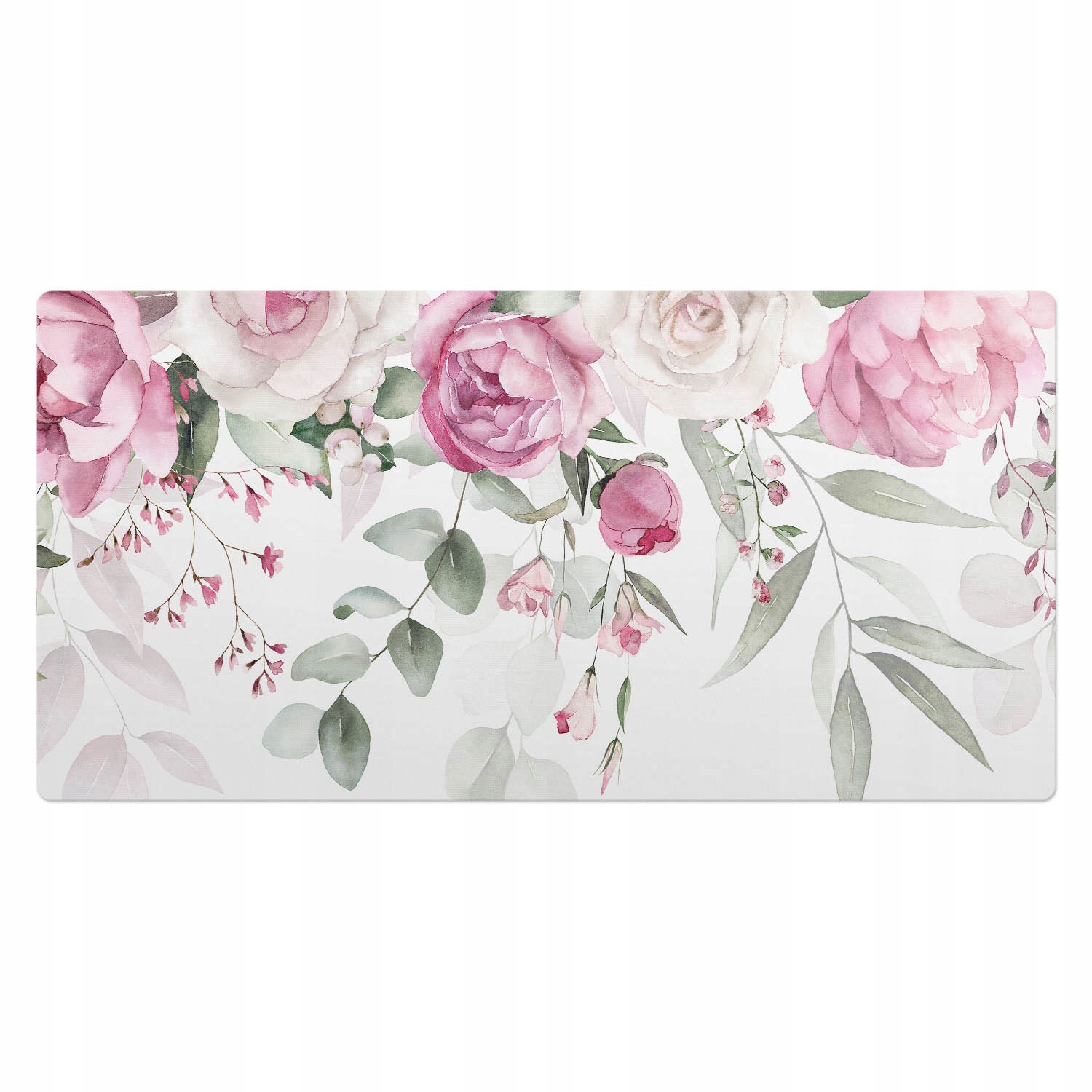 Podložka na psací stůl pro hráče Jemné listy a květiny v pastelových barvách 100 x 50 cm