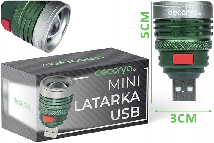 Mini Latarka pod USB Zoom Taktyczna Podręczna Źródło światła LED