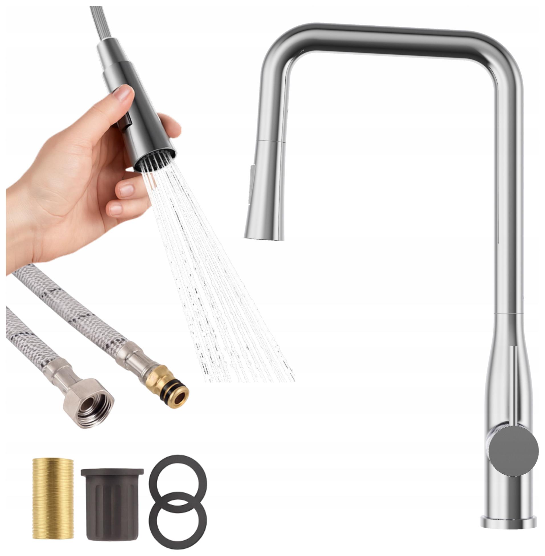 Kuchynská batéria chróm s výsuvným výtokom Stojanový kohútik Vector 2 funkcie