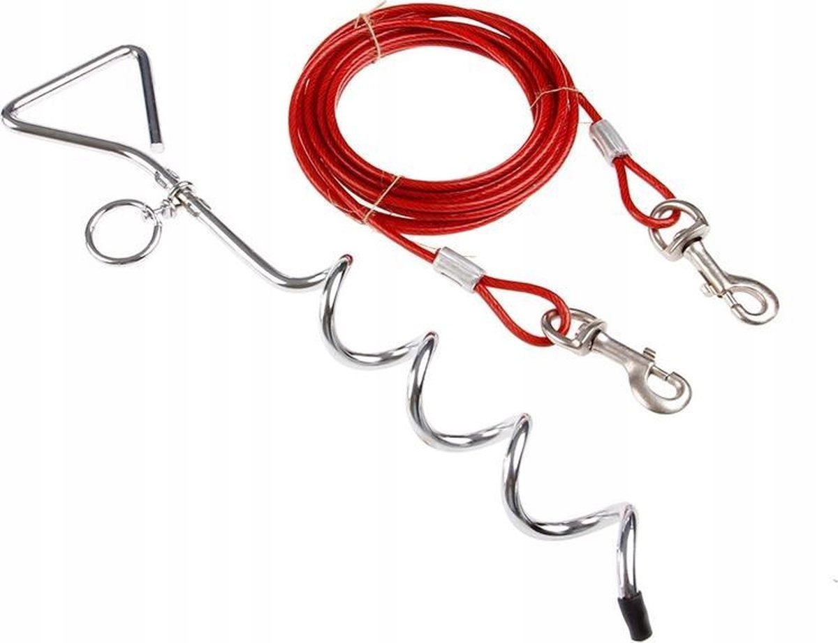 Levně Vodítko Pro Psa Výběh Šroub Na Vázání Lanko Dlouhá Vodítko Do Zahrady 10 m