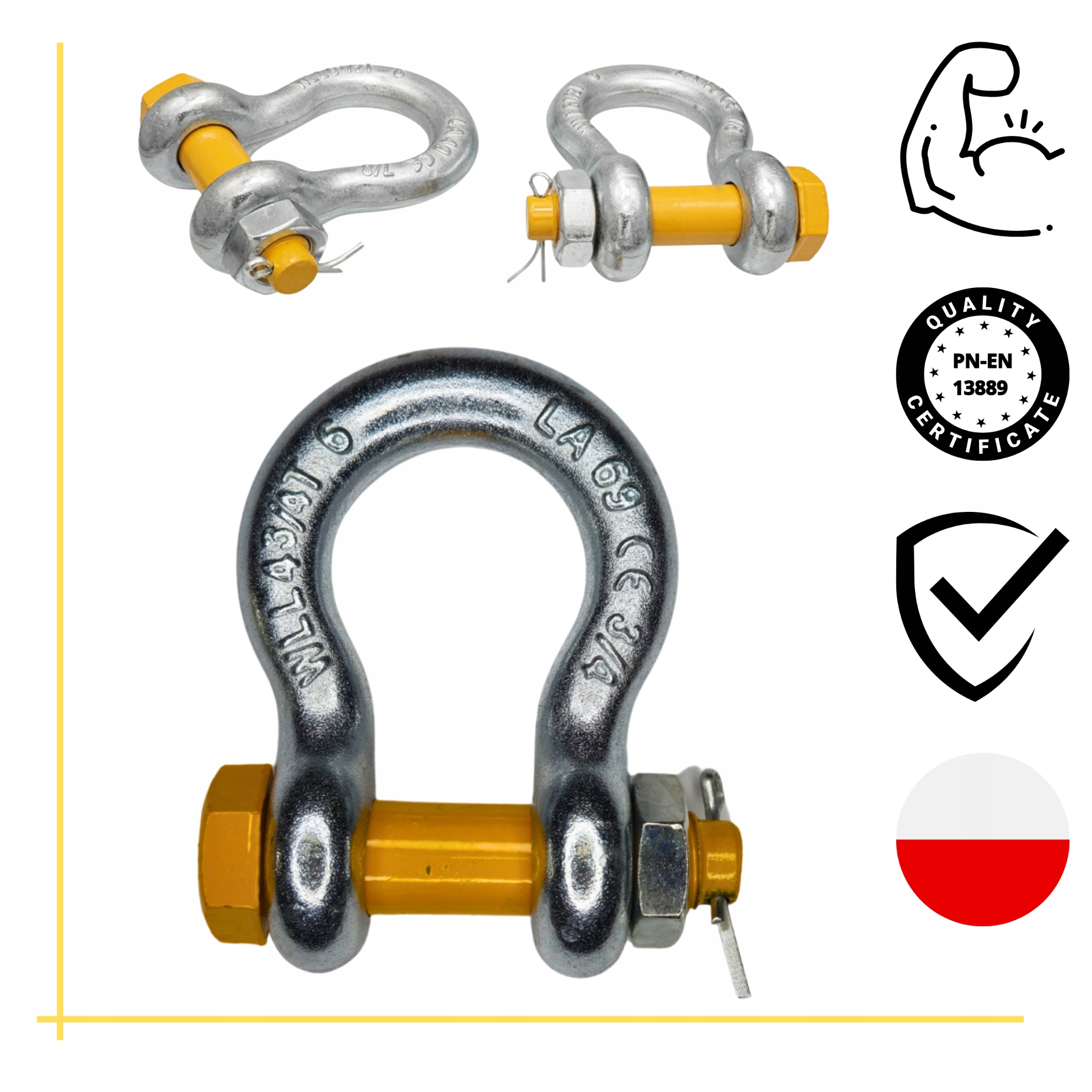 Szakla OMEGA nierdzewna bolec sworzeń z nakrętką 1T 1000kgszekla Marka inna