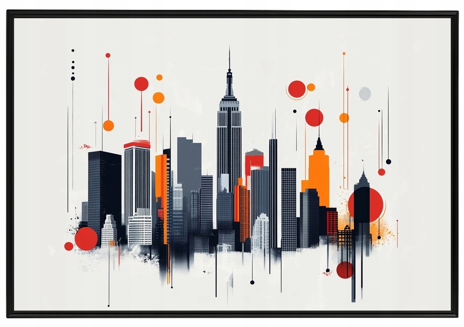 Plakát Rámeček Aluminium Grafika Město Panorama New York Manhattan 60x40