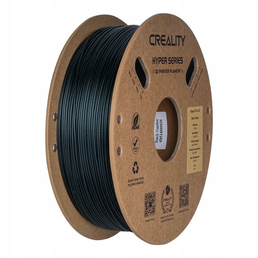 Tmavý zelený filament Creality Hyper Pla-cf 1,75 mm Zesílený 300 mm/s Mat