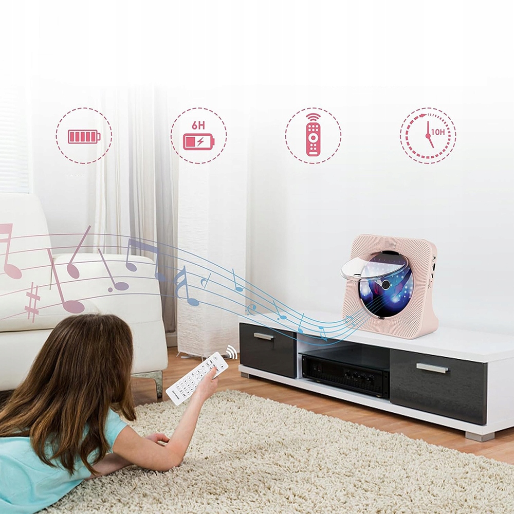 ODTWARZACZ CD PLAYER PRZENOŚNY GŁOŚNIK BT 5.0 Komunikacja Bluetooth