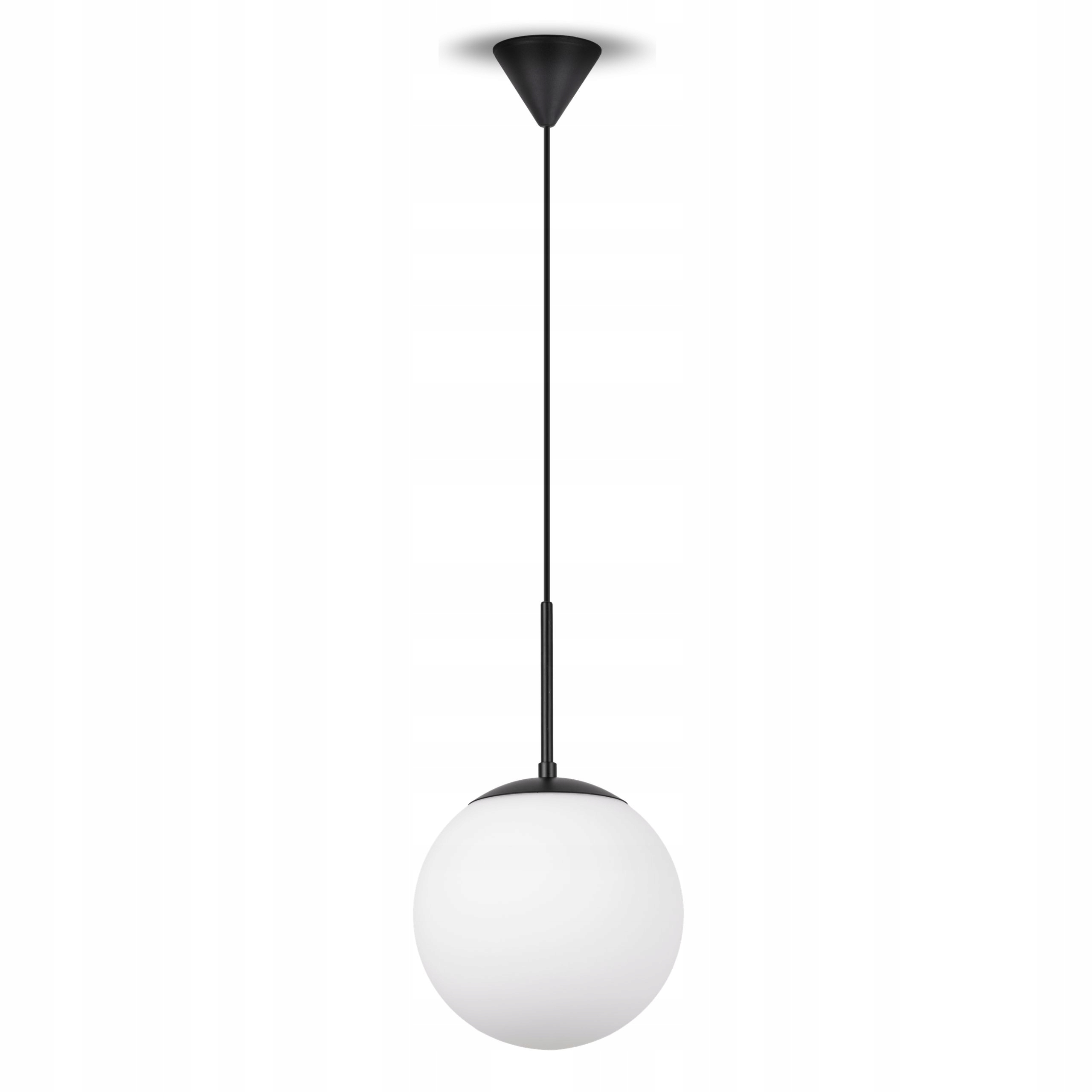 Závěsná lampa Kula černá Skleněný bílý lustr do pokoje Premium glamour