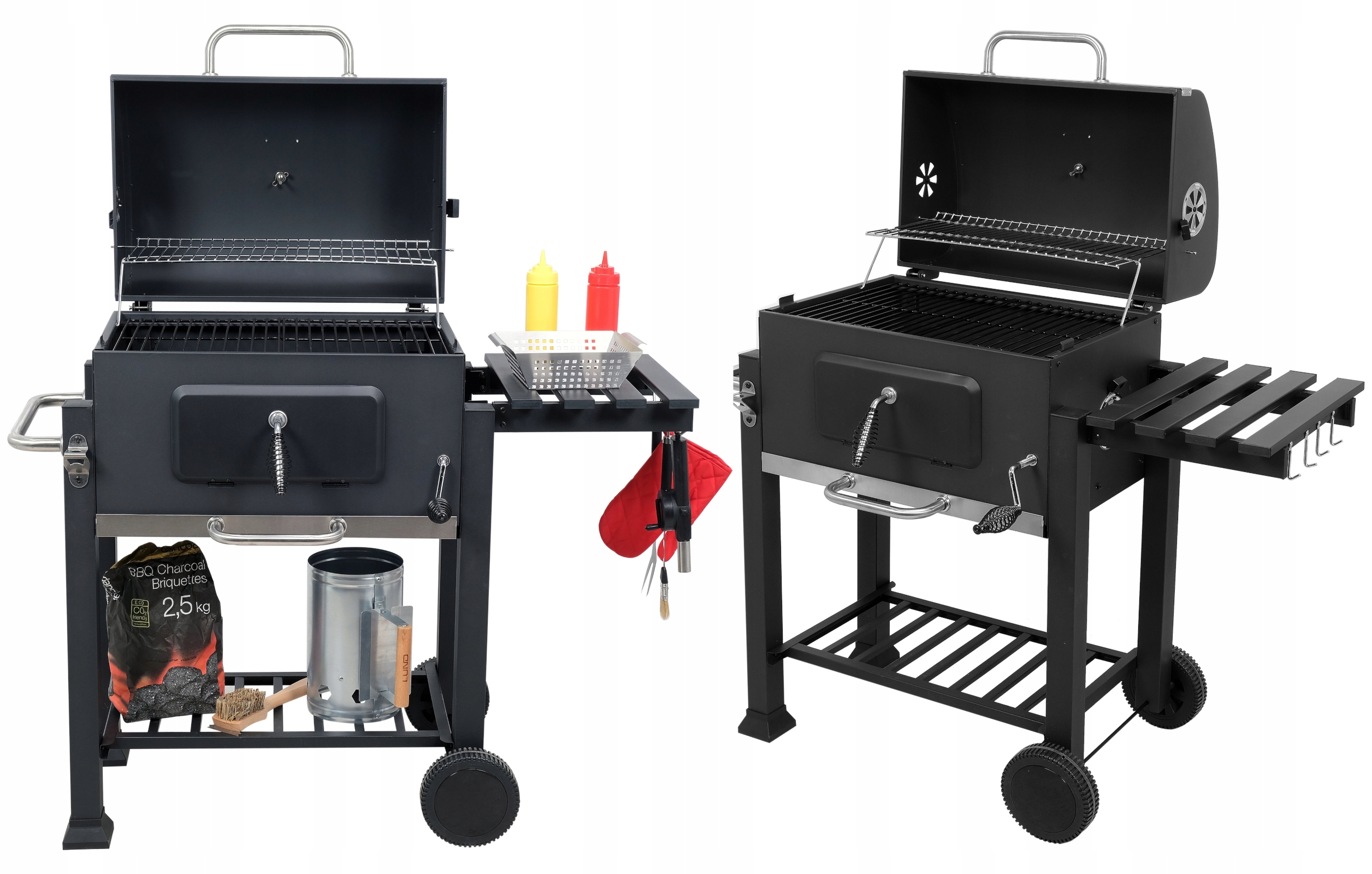 

Grill Ogrodowy Deluxe Popielnik Pokrywa Duży Ruszt