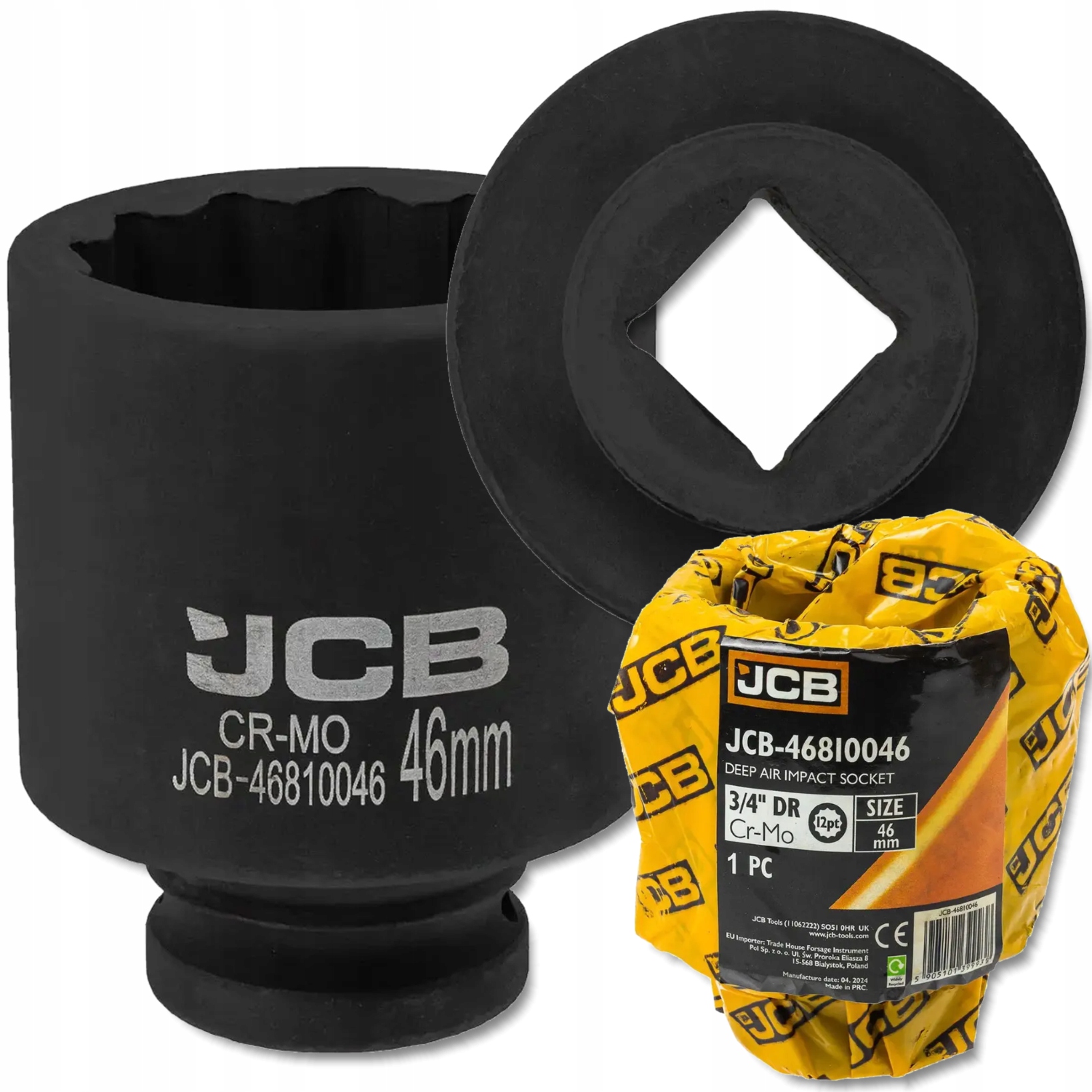 Nasadka udarowa głęboka 3/4" Cr-Mo 12-kątna klucz nasadowy 46 mm Jcb