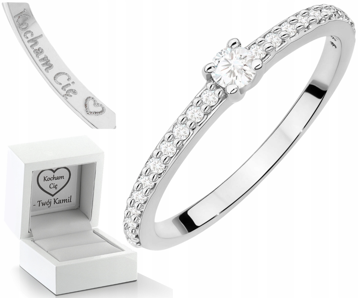 Bílý Zlatý Prstýnek S Brilianty Klasický Zlato 585 Dárek Gravírování