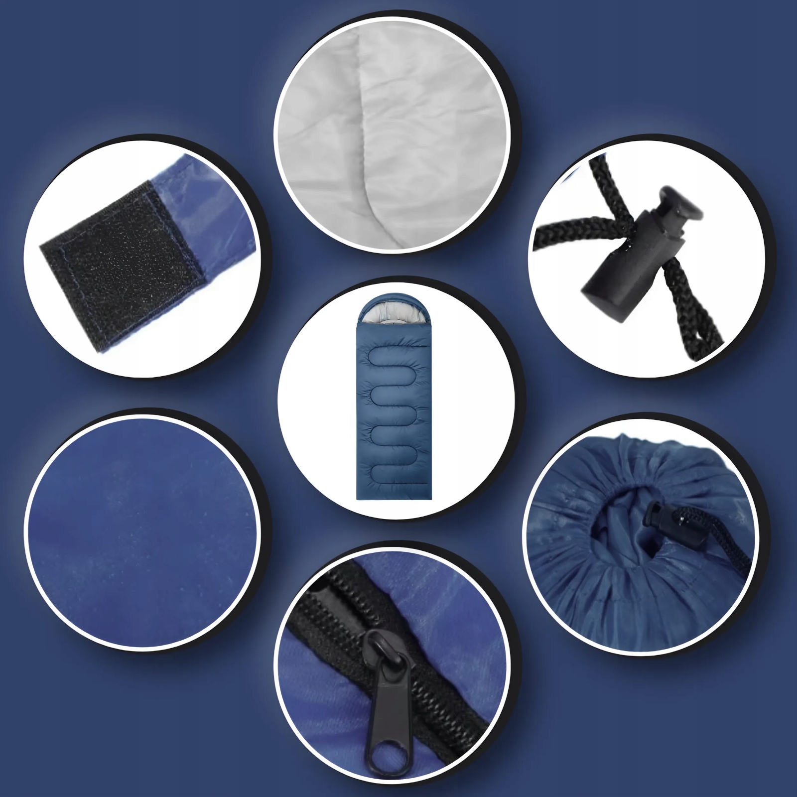 ŚPIWÓR TURYSTYCZNY CIEPŁY LEKKI MUMIA KOŁDRA Z KAPTUREM KEMPING + POKROWIEC Kształt prostokątny