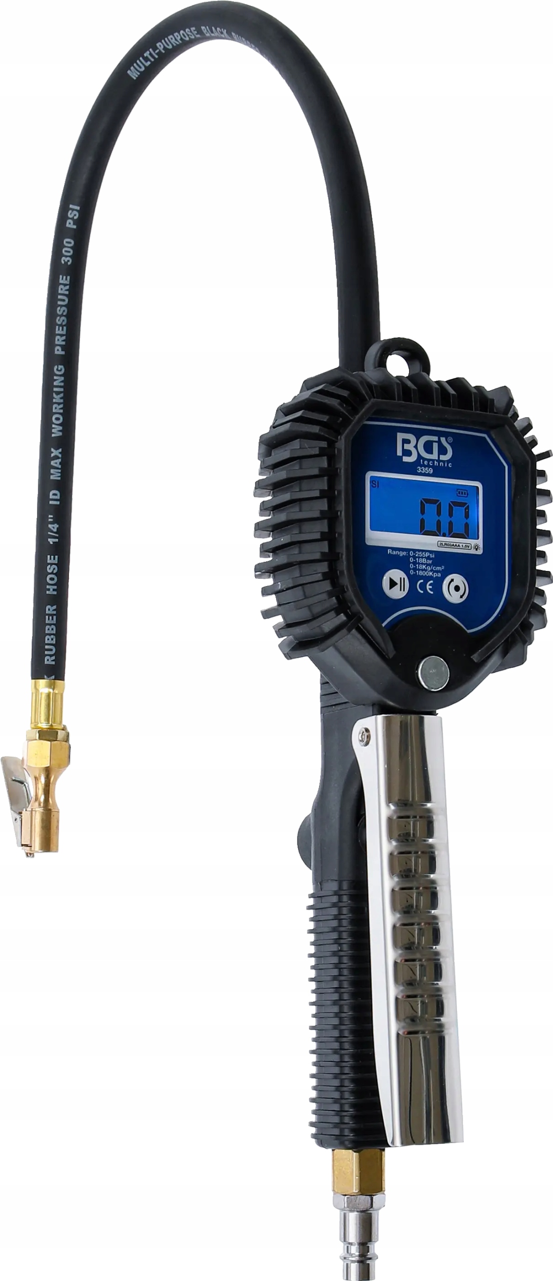 Digitální přístroj na pumpování kol s manometrem 0-16 bar, Bgs 3359
