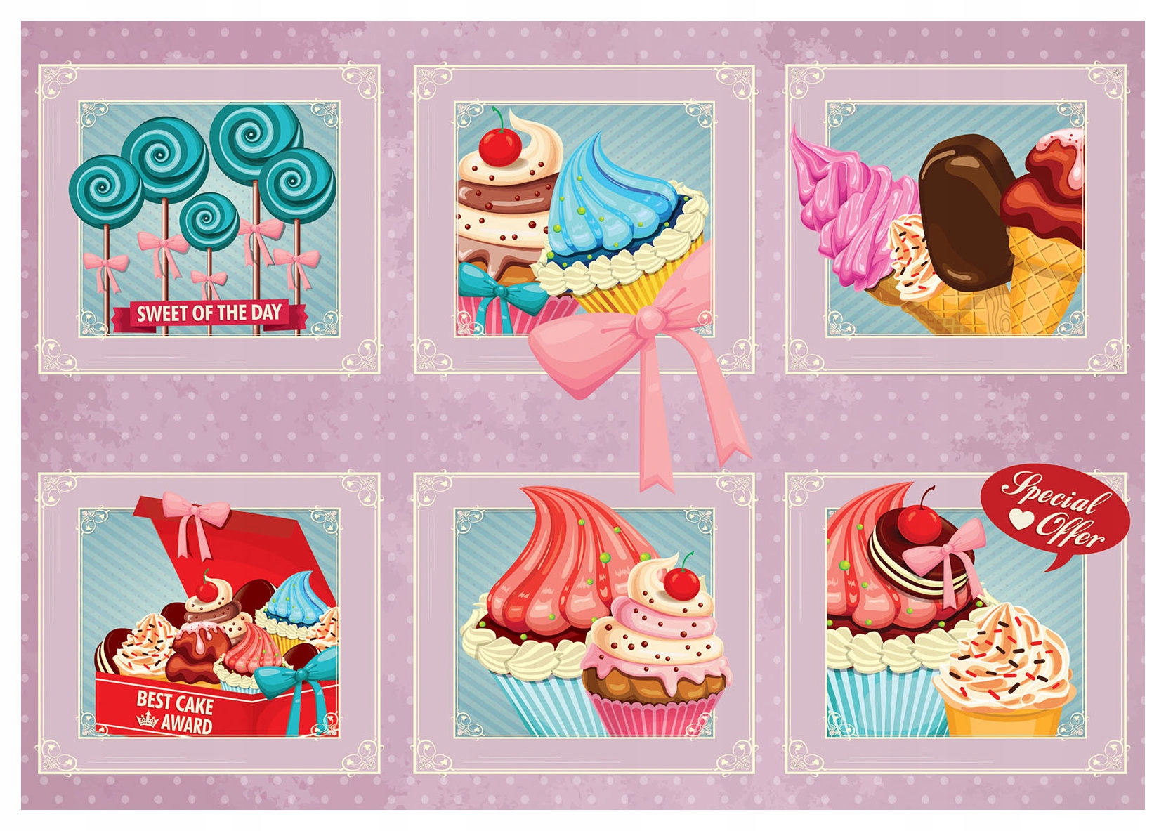 Fototapeta flizelina Sladké království muffiny zmrzlina bonbóny 250 x 175 lepidlo