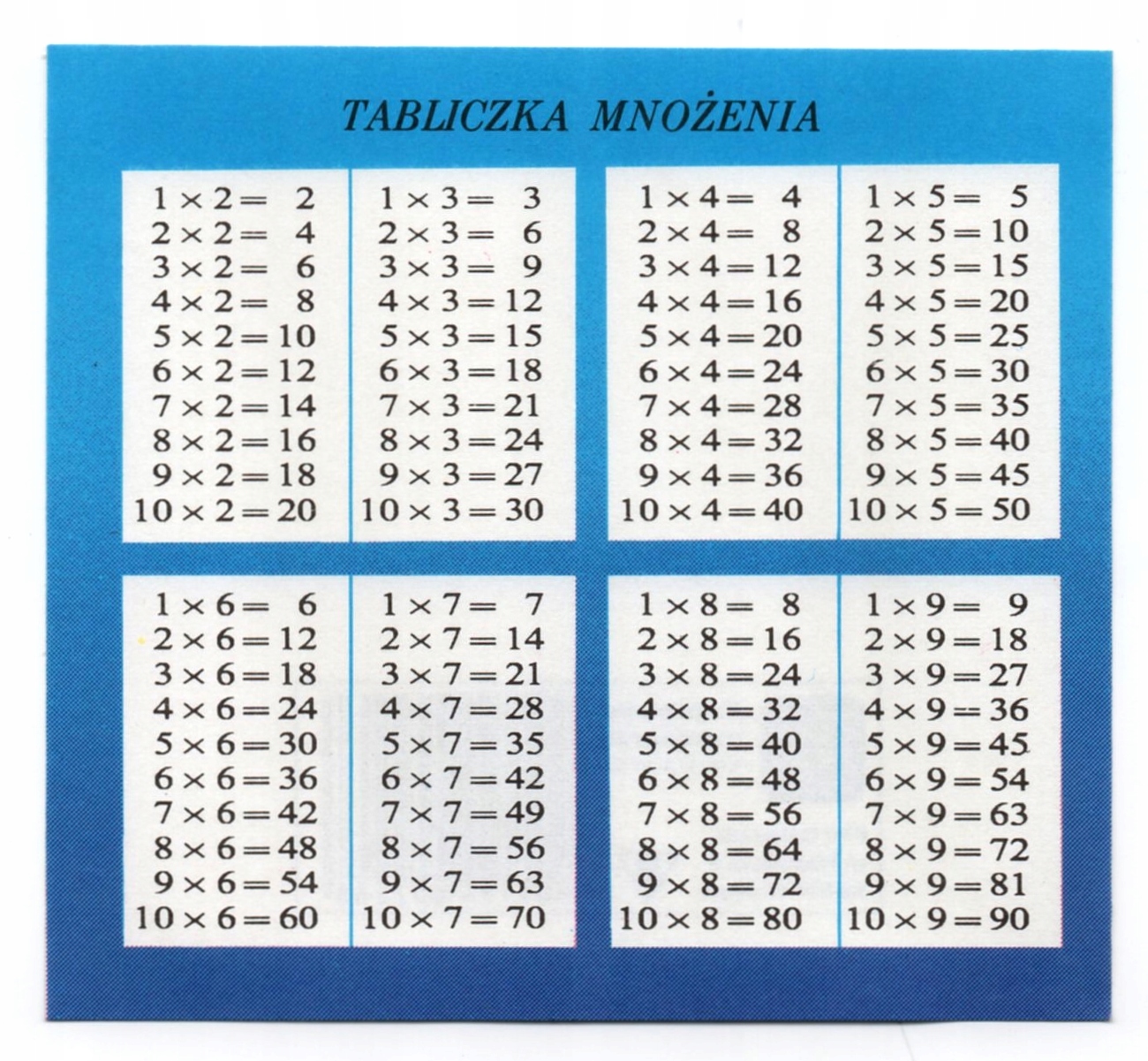 

Tabliczka Mnożenia Naklejka do nauki 11,5x10,5cm