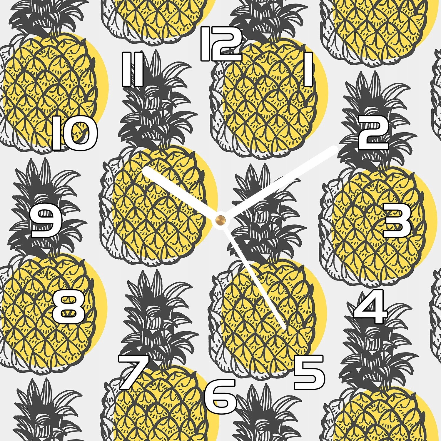 

Ścienny zegar na szkle Ananasowy wzór 30x30 cm