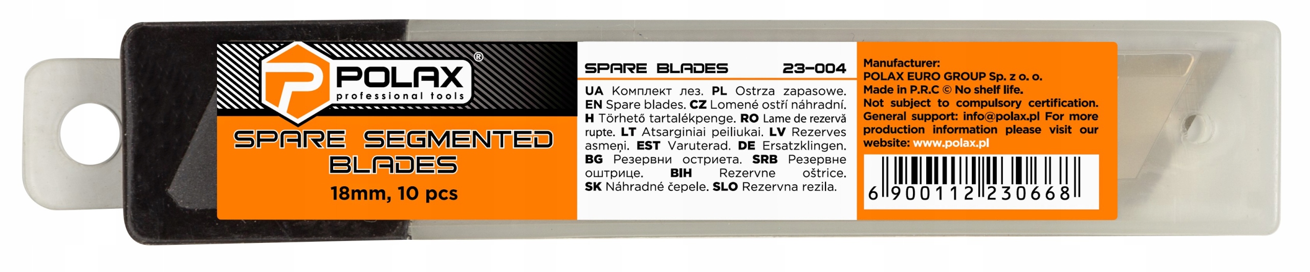 POLAX OSTRZA ŁAMANE SEGMENTOWE ZAPASOWE DO NOŻA TAPECIAKA 18MM 10SZT Stan opakowania oryginalne