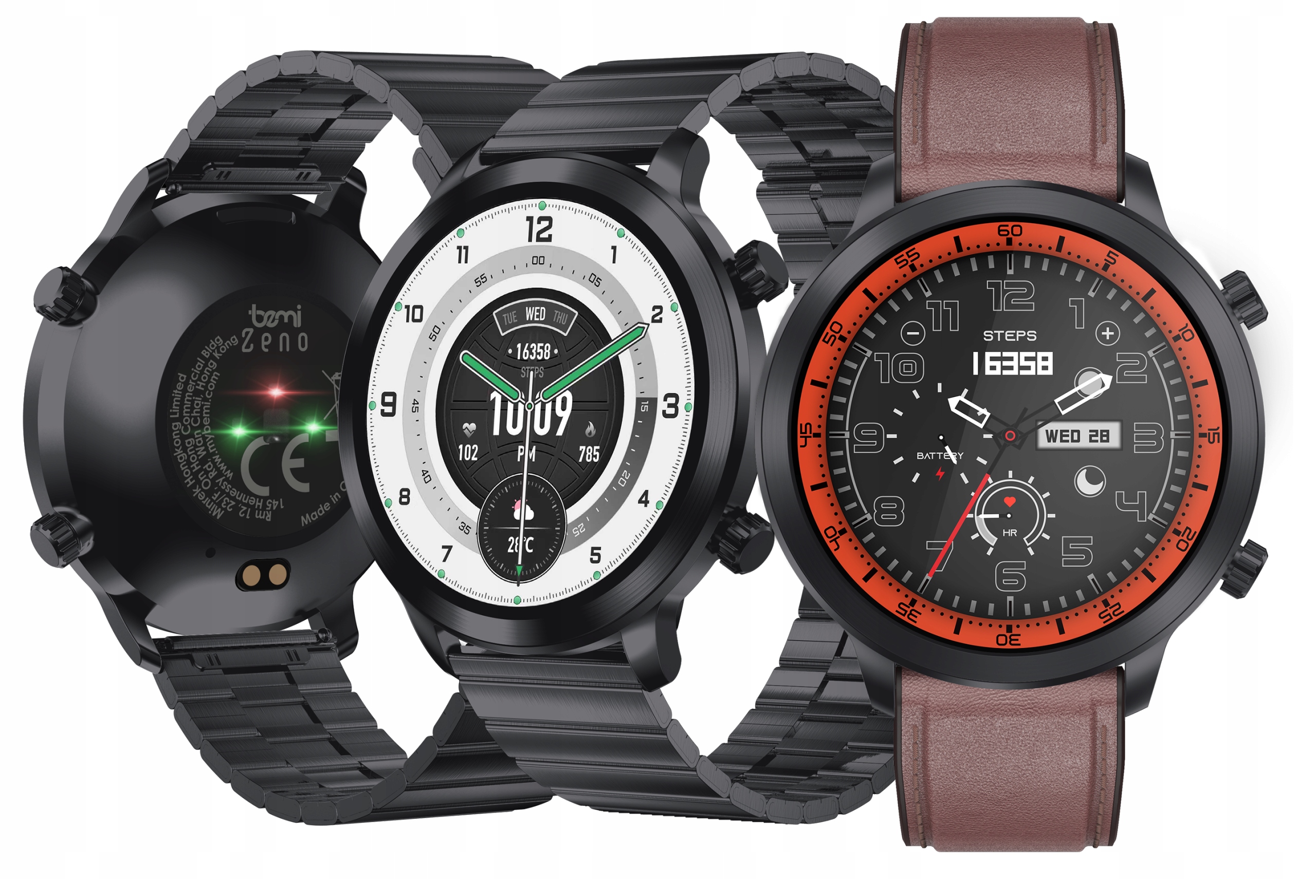 Chytré Hodinky Bemi Zeno Ai Chat DaGPT 1.43 Amoled Pánské Dva Řemínky SpO2 Černé