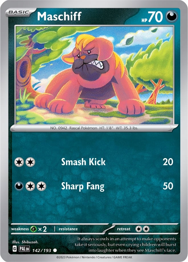 Pokemon 2x Maschiff SV02 Pal 142