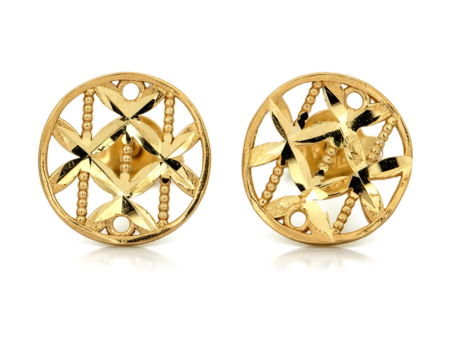 Zlaté Náušnice 585 kulaté ažurové na tyči jsou ideální pro ni jako dárek