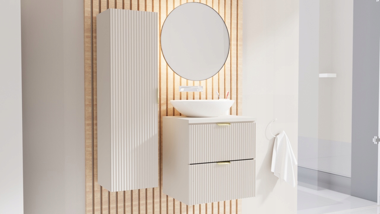 Słupek łazienkowy biały ryflowane fronty 120 cm Willy Marka bez marki