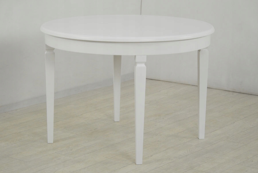 Okrągły stół plus 4 krzesła DREWNIANE BIAŁY ZESTAW Wysokość stołu 76 cm