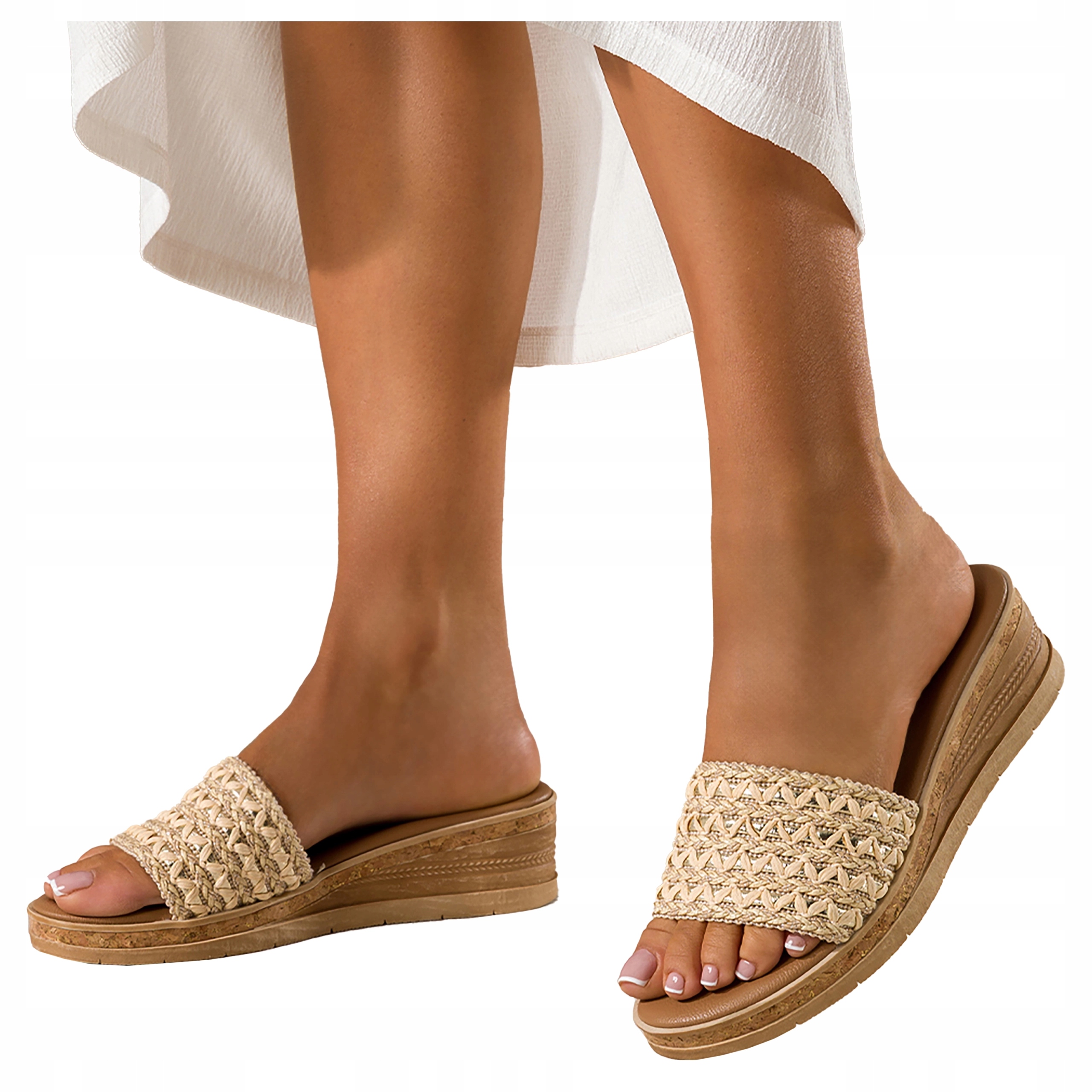 Béžové Nazouváky Dámské Na Koturně Lehké Komfortní Nazouvací Pletené vel. 37