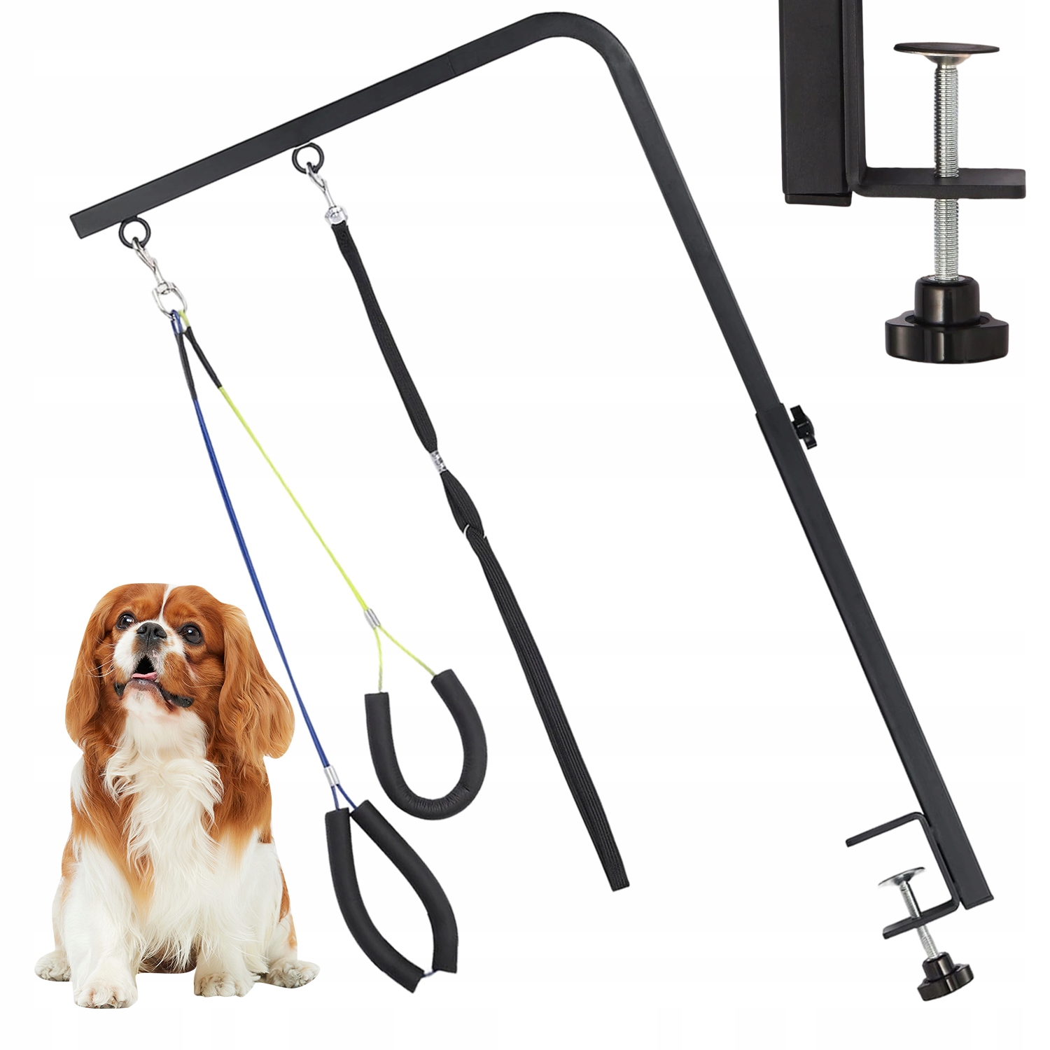 Levně Stojan Na Grooming S Kovovými Sponami Pro Psy V Černé Barvě