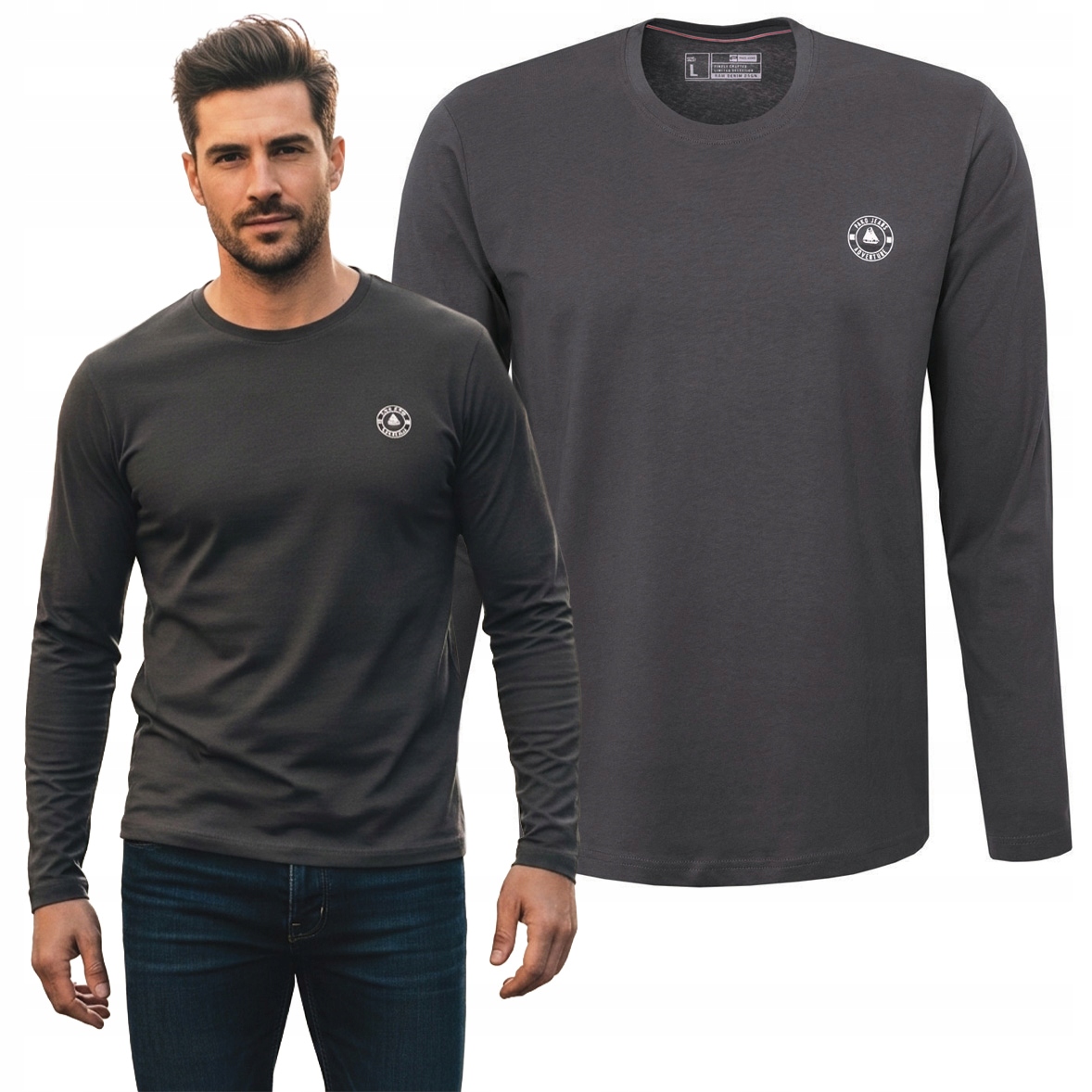 Longsleeve pánské tričko s dlouhým rukávem bavlněné Ted grafitové XXL