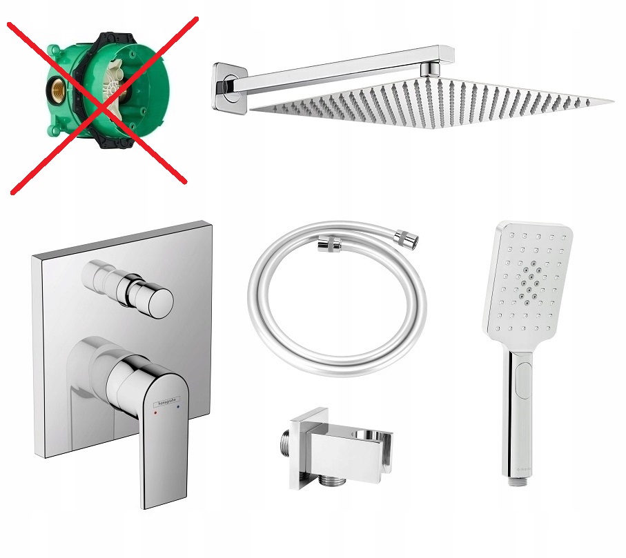 Zestaw podtynkowy z bat. Hansgrohe Vernis Shape/Deante Estiva 30 cm