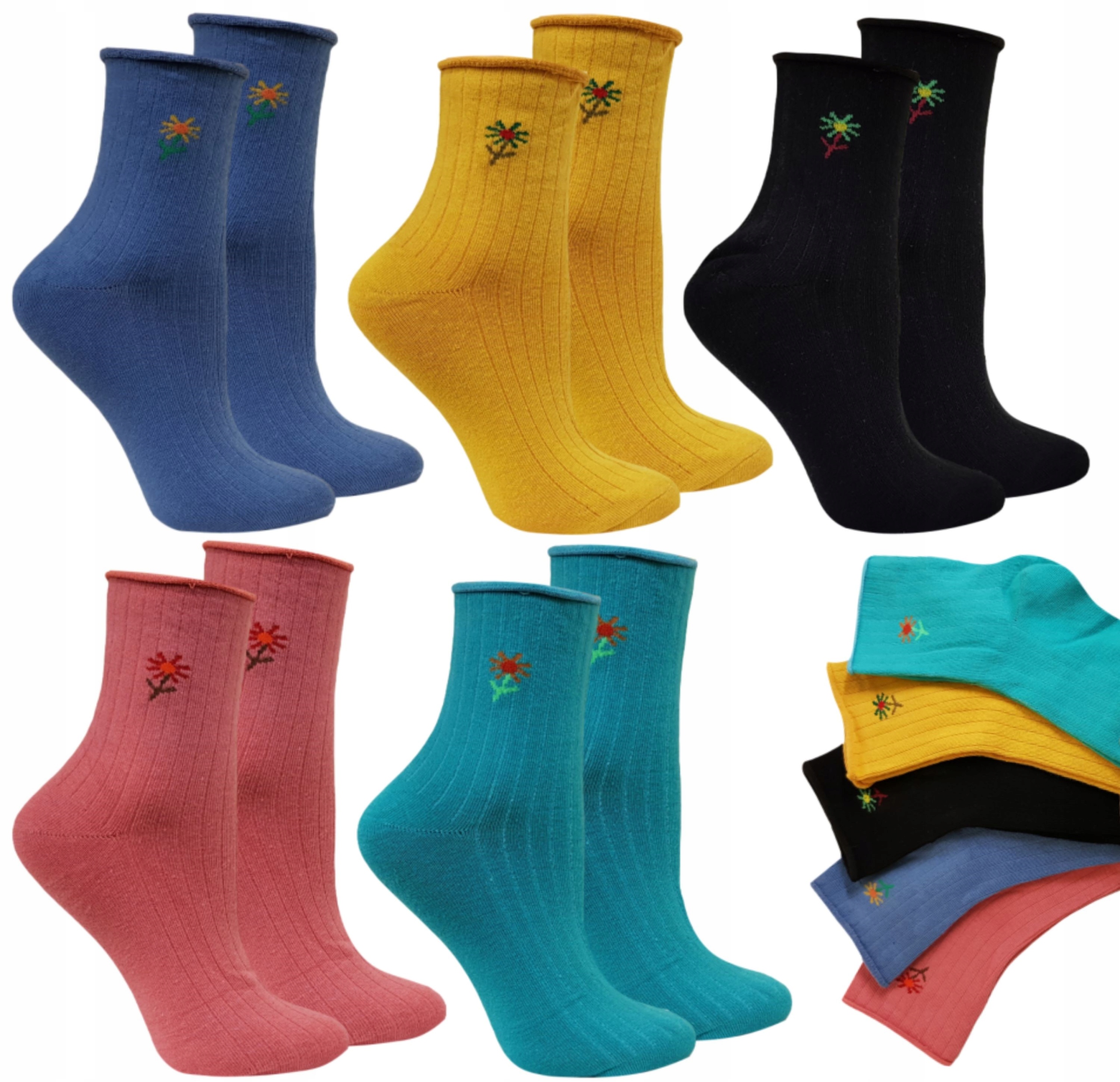 5 x SKARPETKI DAMSKIE SKARPETY BAWEŁNIANE NIEUCISKOWE BEZUCISKOWE