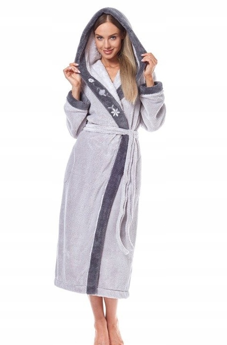 L&L Dámský Dlouhý Župan Hft Šedý Perla 9145 5XL 50