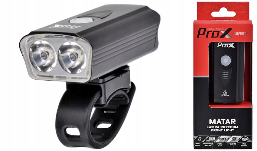 Výkonná Přední Cyklistická Lampa Prox Matar 900 lm Usb 2800 mAh