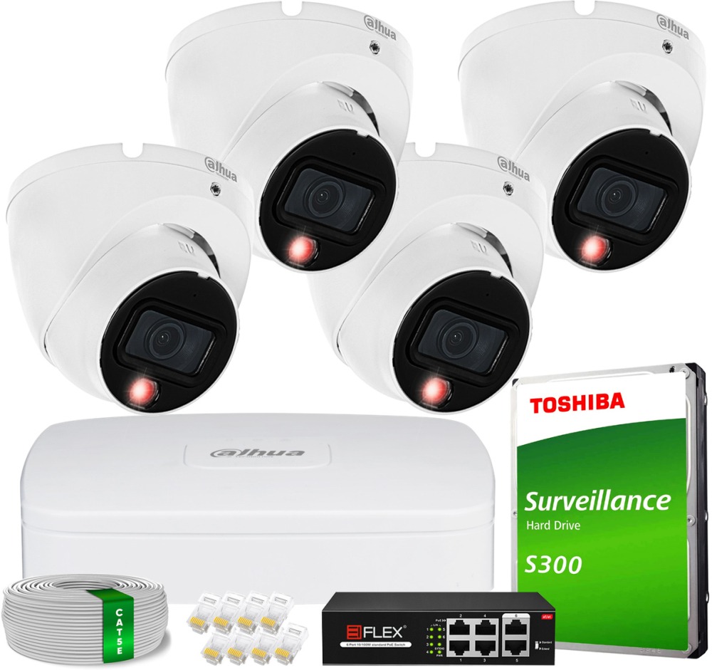 Sada na monitorovanie domu Ip kamera 4x IPC-HDW1839T-A-IL 8MPx IR30 m mikrofón