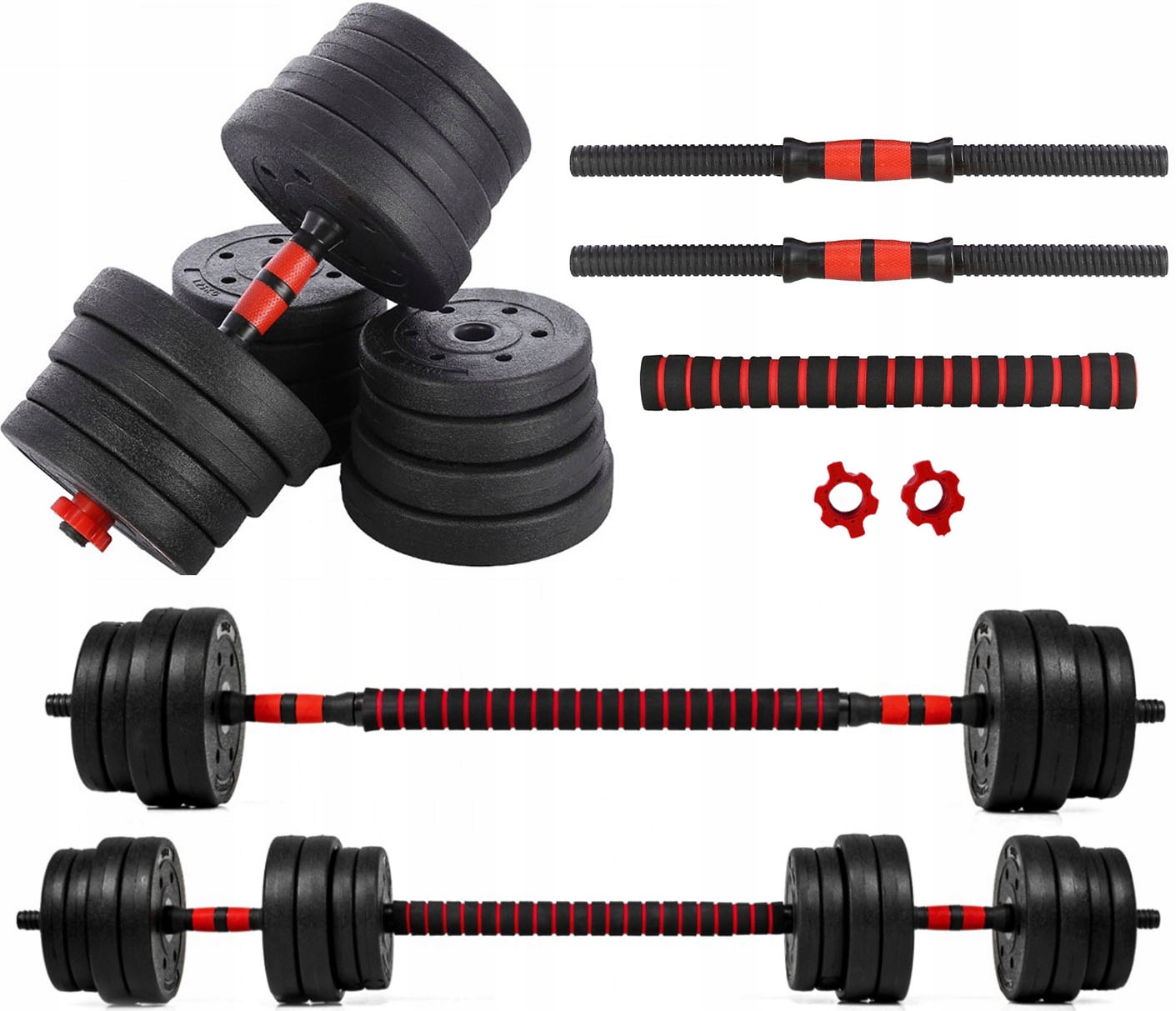 

Hantle regulowane 2x15kg sztanga+gryfy zestaw 30kg