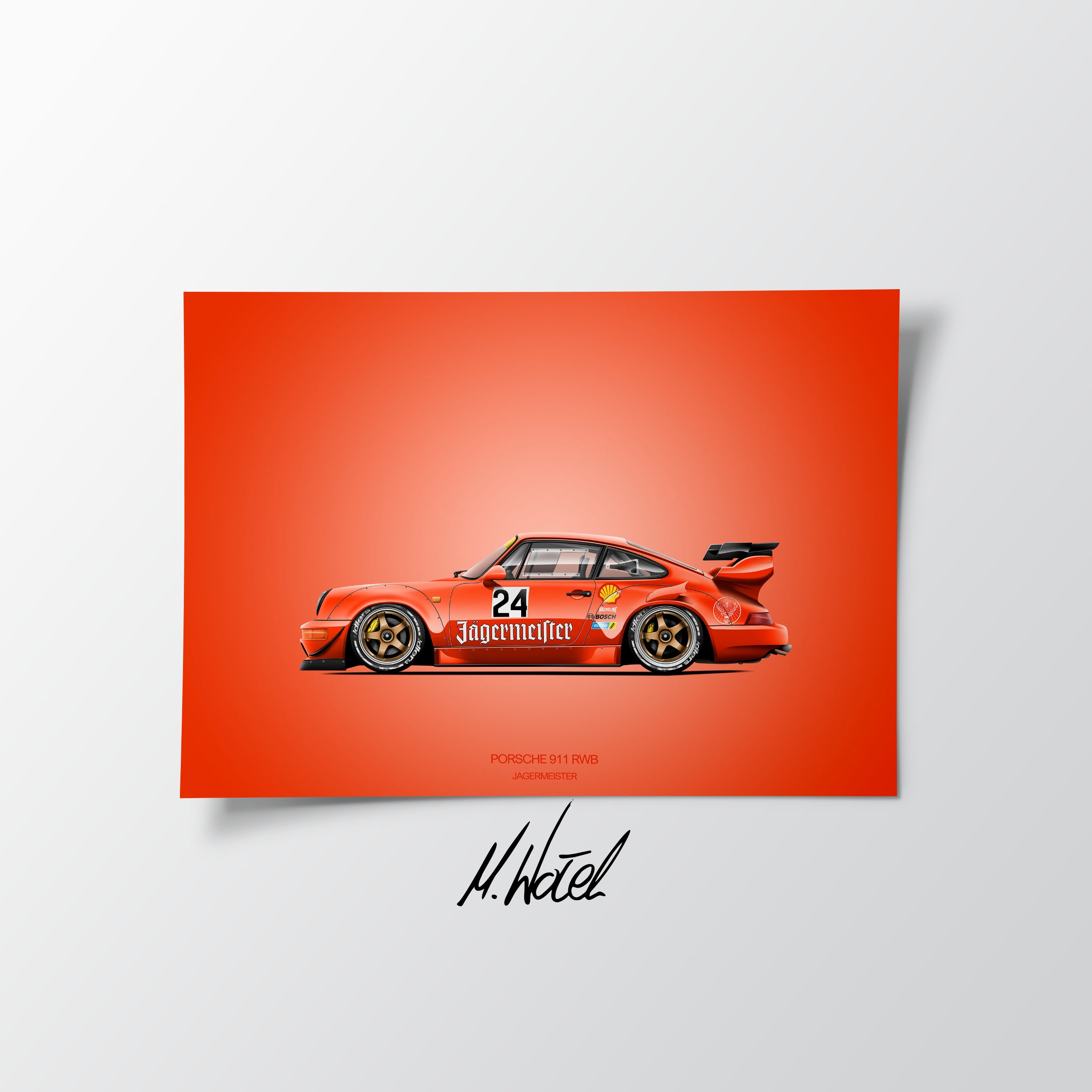 Plakat Plakat Porsche 911 RWB Jagermeister obraz do garażu różne kolory Stan opakowania oryginalne