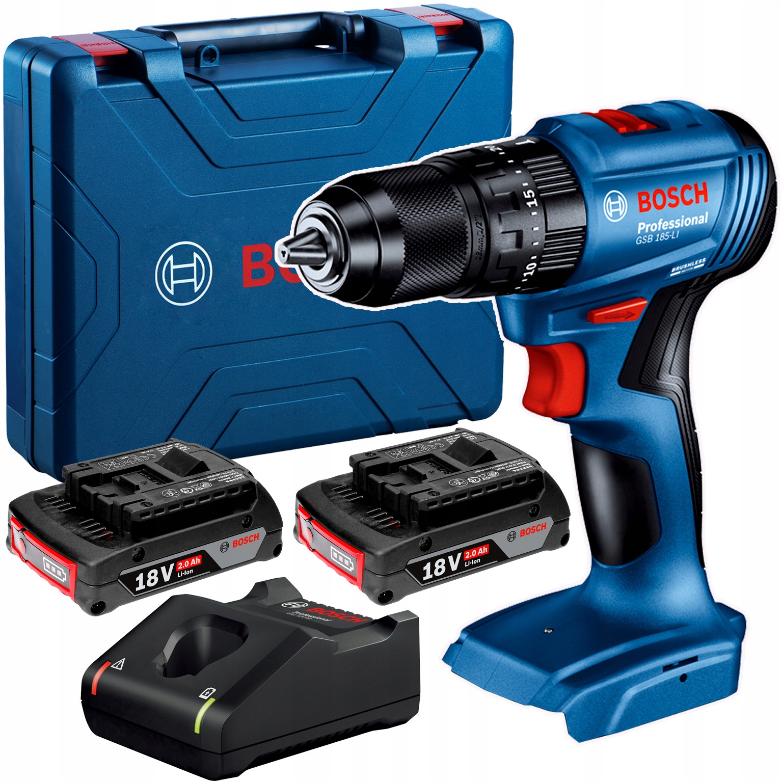 Wiertarko-wkrętarka udarowa 50Nm Bosch Gsb 185-LI , 06019K3100 2X2AH