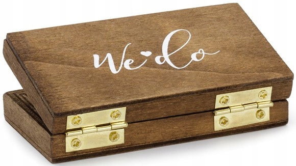 Pudełko na obrączki DREWNIANE WESELE ŚLUB 1szt Marka Party Deco