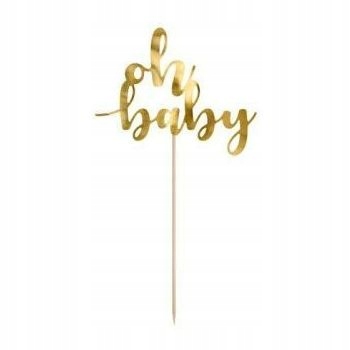 

Topper na tort Oh baby, baby shower złoto