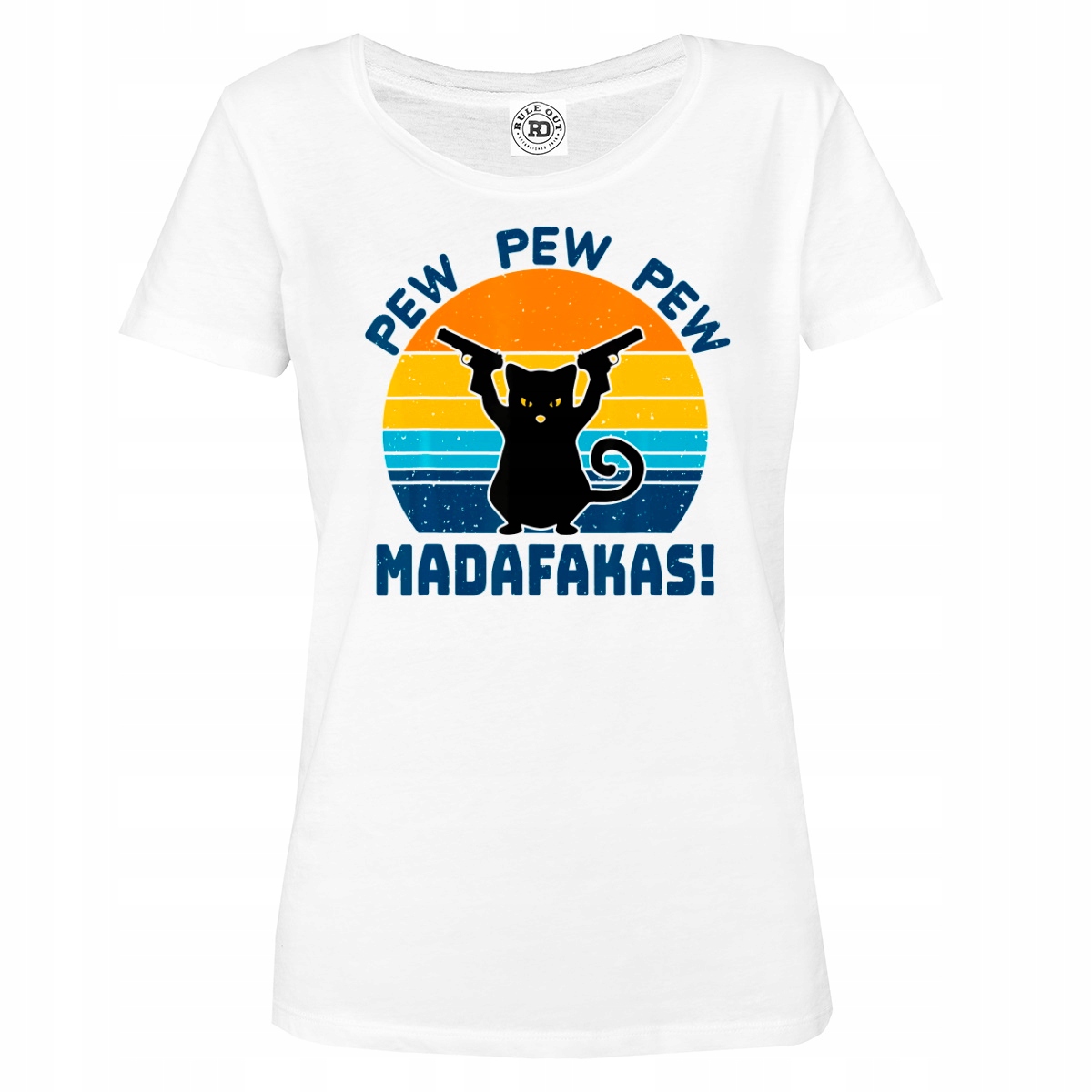 

Damska Koszulka Czarny Kot Pew Pew Madafakas