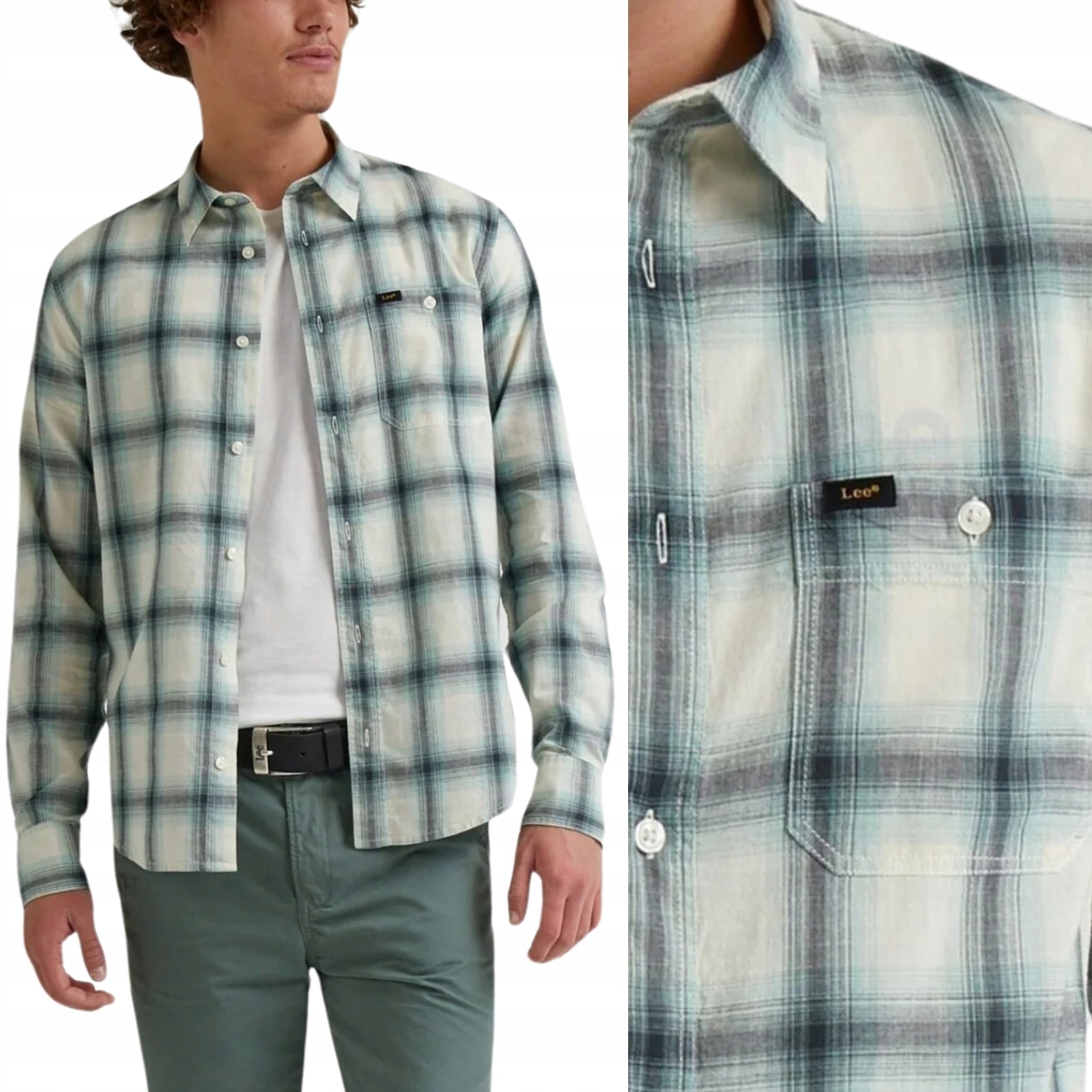 Lee Leesure Shirt Dusty Jade Kostkovaná Košile Regular Fit M