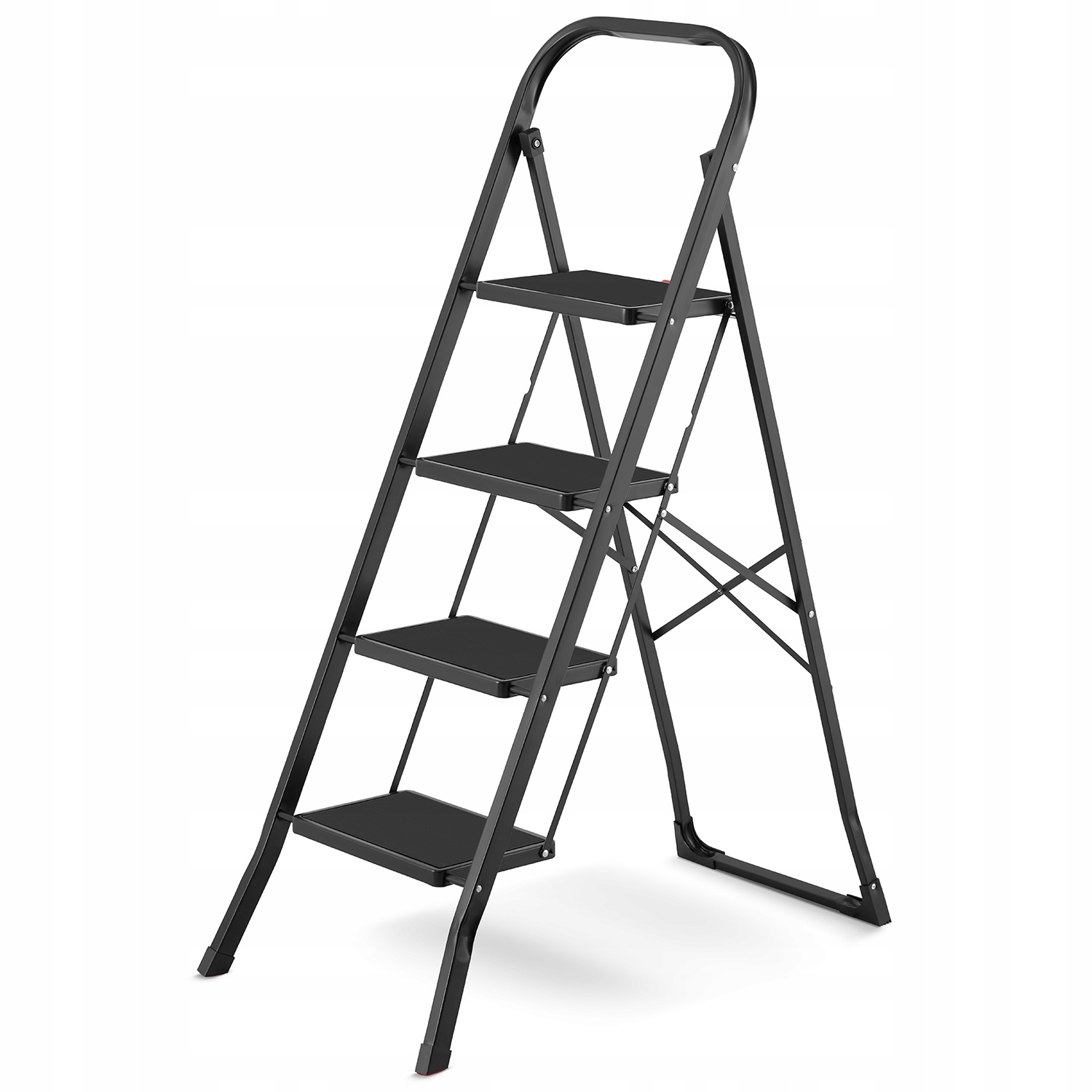 Žebřík 4stupňový skládací ocelový žebřík schůdky černý