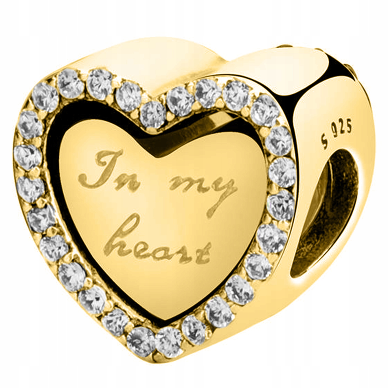 Zlatý Charms Dvojité srdce Srdíčko Dvě srdce Nápis Srdce Stříbro 925