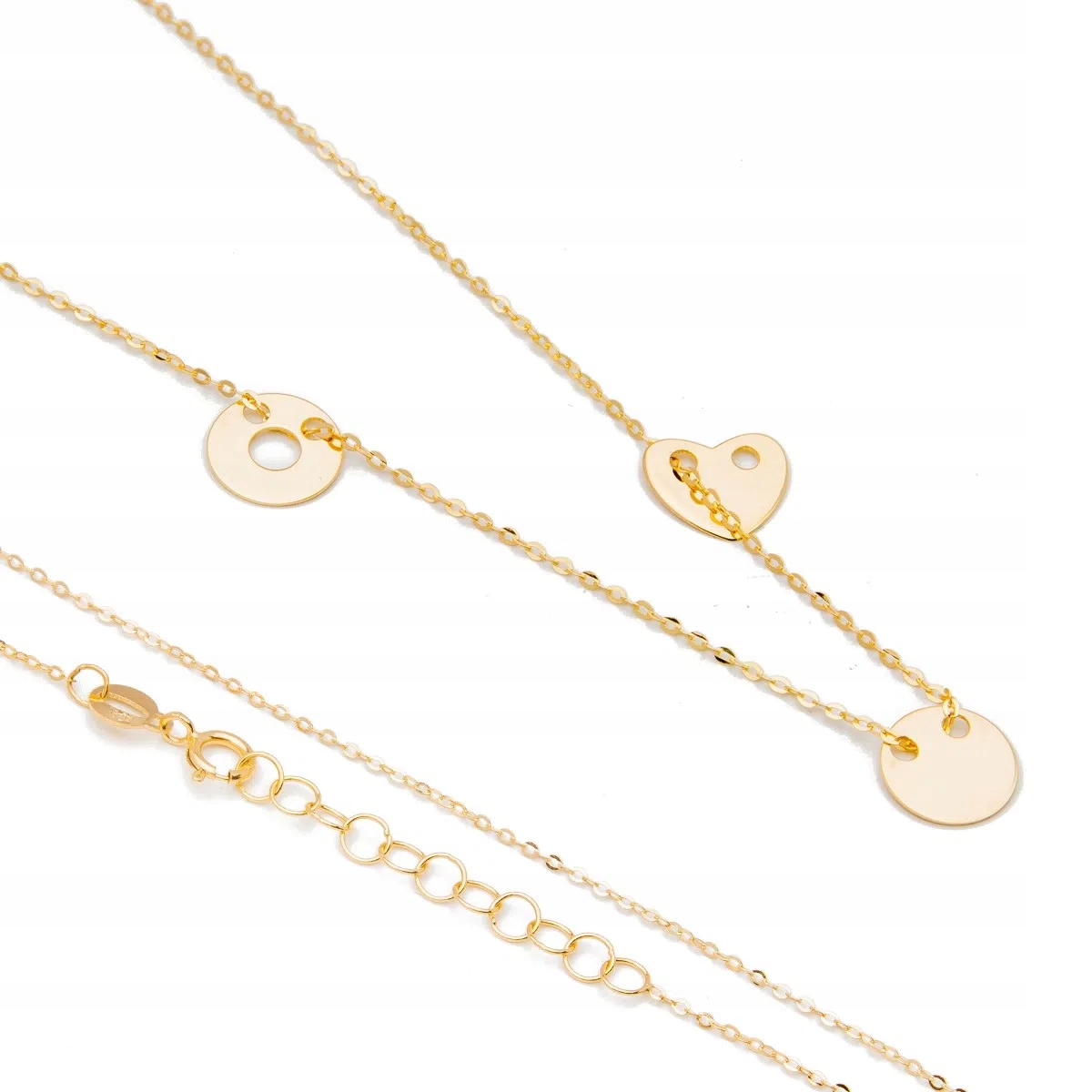 Zlatý náhrdelník 585 kruhy se srdcem