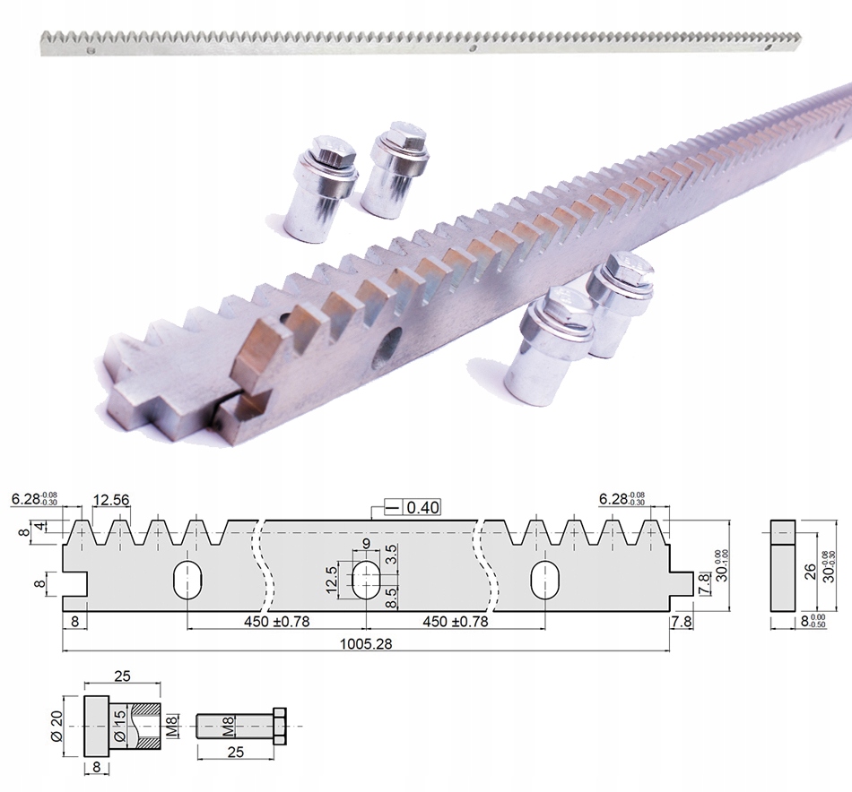

Listwa Szyna do Bramy zębata Stalowa 1mb z Zamkiem