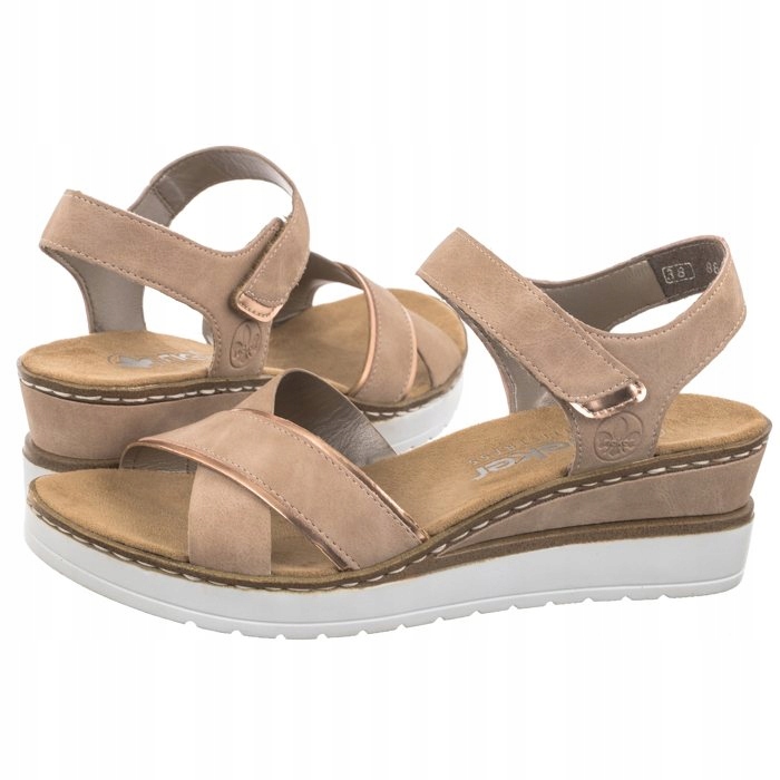 Dámské letní sandály na podpatku Rieker Růžové V38G9-31 Pink